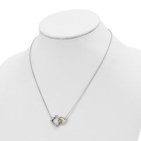 14K Two-tone 0.38 Carat Lab Grown Diamond VS SI+ G+ Interlocking Square Necklace, 18" view 3