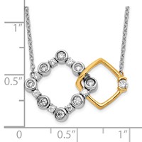 14K Two-tone 0.38 Carat Lab Grown Diamond VS SI+ G+ Interlocking Square Necklace, 18" view 4