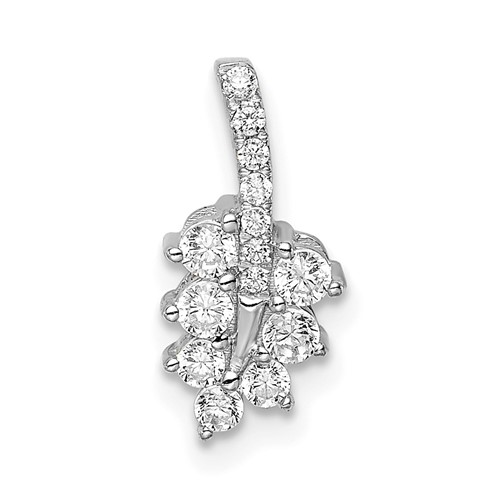 14K White Gold 0.25 Carat Lab Grown Diamond VS SI+ G+ Complete Leaf Chain Slide Pendant