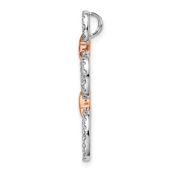 14k Two-Tone Rose and White Gold 3/8 carat Lab Grown Diamond VS/SI+ G+ Triple Circle Drop Chain Slide Pendant