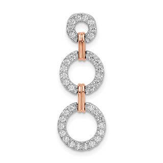 14k Two-Tone Rose and White Gold 3/8 carat Lab Grown Diamond VS/SI+ G+ Triple Circle Drop Chain Slide Pendant