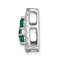 14K White Gold 0.50 Carat Lab Grown Diamond VS SI+ G+ and Lab Created Emerald Triangle Complete Chain Slide Pendant view 2
