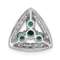 14K White Gold 0.50 Carat Lab Grown Diamond VS SI+ G+ and Lab Created Emerald Triangle Complete Chain Slide Pendant view 3