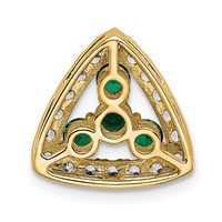 14K Yellow Gold 0.50 Carat Lab Grown Diamond VS SI+ G+ and Lab Created Emerald Triangle Complete Chain Slide Pendant view 3