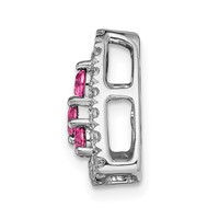 Pure Serenity 14K White Gold 0.38 Carat Lab Grown Diamond VS SI+ G+ and Lab Created Pink Sapphire Triangle Pendant view 2