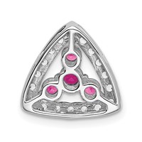 Pure Serenity 14K White Gold 0.38 Carat Lab Grown Diamond VS SI+ G+ and Lab Created Pink Sapphire Triangle Pendant view 3