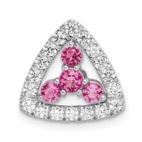 Pure Serenity 14K White Gold 0.38 Carat Lab Grown Diamond VS SI+ G+ and Lab Created Pink Sapphire Triangle Pendant view 1