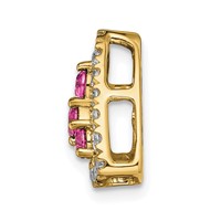 Pure Serenity 14K Yellow Gold 0.38 Carat Lab Grown Diamond VS SI+ G+ and Lab Created Pink Sapphire Triangle Pendant view 2