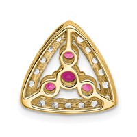 Pure Serenity 14K Yellow Gold 0.38 Carat Lab Grown Diamond VS SI+ G+ and Lab Created Pink Sapphire Triangle Pendant view 3