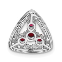 14K White Gold 0.50 Carat Lab Grown Diamond VS SI+ G+ and Lab Created Ruby Triangle Complete Chain Slide Pendant view 3