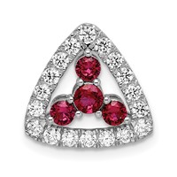 14K White Gold 0.50 Carat Lab Grown Diamond VS SI+ G+ and Lab Created Ruby Triangle Complete Chain Slide Pendant view 1