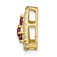 14K Yellow Gold 0.50 Carat Lab Grown Diamond VS SI+ G+ and Lab Created Ruby Triangle Complete Chain Slide Pendant view 2