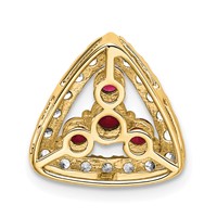 14K Yellow Gold 0.50 Carat Lab Grown Diamond VS SI+ G+ and Lab Created Ruby Triangle Complete Chain Slide Pendant view 3