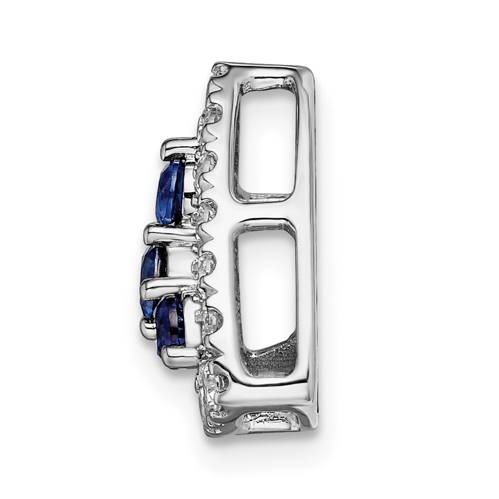 14k White Gold 1/2 carat Lab Grown Diamond VS/SI+ G+ and Lab Created Blue Sapphire Triangle Complete Chain Slide Pendant (PM7932-CSA-045-WLG)