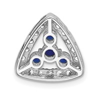 14K White Gold 0.50 Carat Lab Grown Diamond VS SI+ G+ and Lab Created Blue Sapphire Triangle Complete Chain Slide Pendant view 3