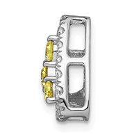14K White Gold 0.50 Carat Lab Grown Diamond VS SI+ G+ and Lab Created Yellow Sapphire Triangle Complete Chain Slide Pendant view 2
