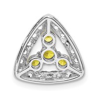 14K White Gold 0.50 Carat Lab Grown Diamond VS SI+ G+ and Lab Created Yellow Sapphire Triangle Complete Chain Slide Pendant view 3
