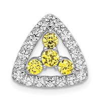 14K White Gold 0.50 Carat Lab Grown Diamond VS SI+ G+ and Lab Created Yellow Sapphire Triangle Complete Chain Slide Pendant view 1