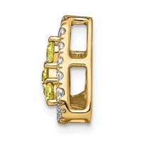 14K Yellow Gold 0.50 Carat Lab Grown Diamond VS SI+ G+ and Lab Created Yellow Sapphire Triangle Complete Chain Slide Pendant view 2
