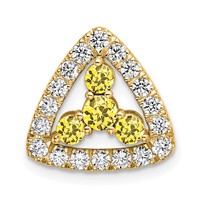14K Yellow Gold 0.50 Carat Lab Grown Diamond VS SI+ G+ and Lab Created Yellow Sapphire Triangle Complete Chain Slide Pendant view 1