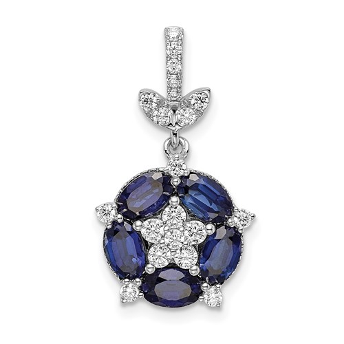 14K White Gold Lab Grown Diamond VS/SI FGH & Cr Sapphire Pendant