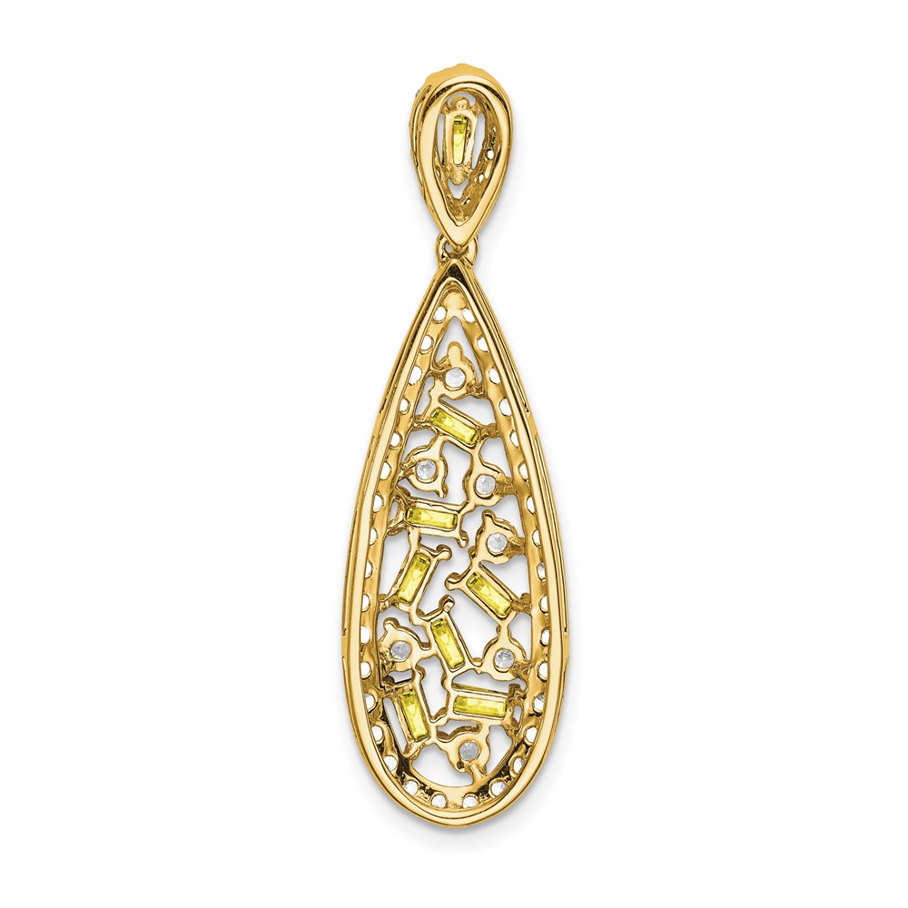14k White Gold 7/8 carat Lab Grown Diamond VS/SI+ G+ and Lab Created Yellow Sapphire Chain Slide Pendant (PM7934-CYS-092-YLG)