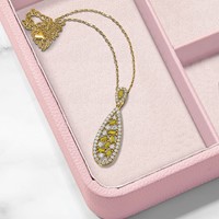 14K Yellow Gold 0.88 Carat Lab Grown Diamond VS SI+ G+ and Lab Created Yellow Sapphire Chain Slide Pendant view 4