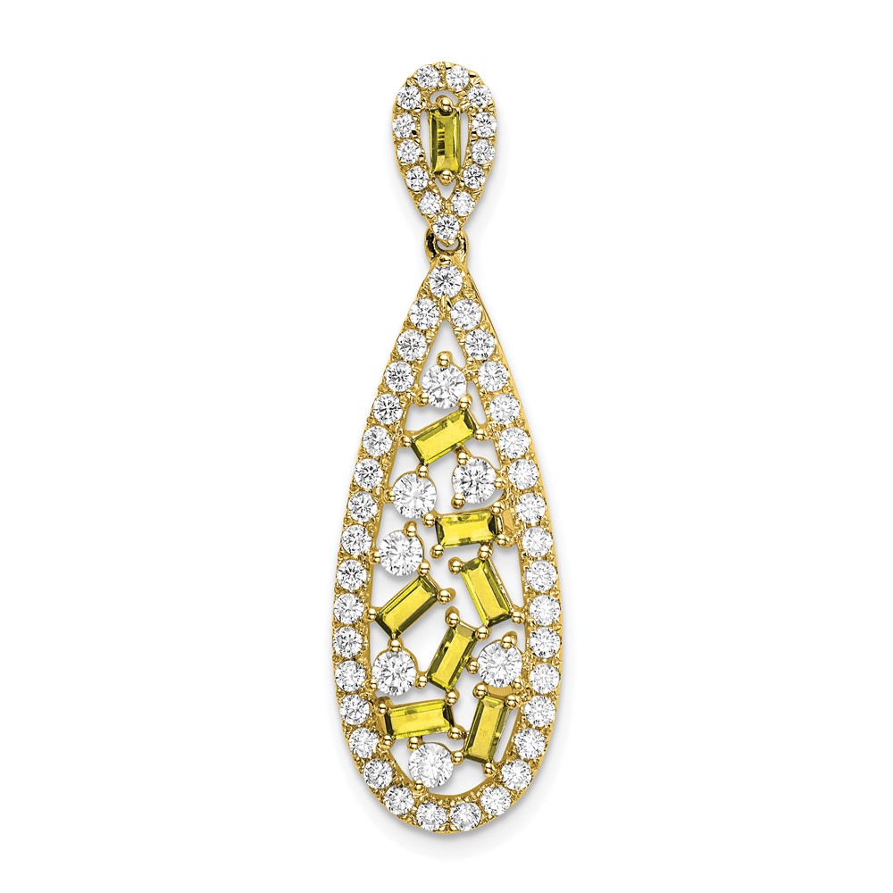 14k White Gold 7/8 carat Lab Grown Diamond VS/SI+ G+ and Lab Created Yellow Sapphire Chain Slide Pendant (PM7934-CYS-092-YLG)