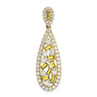 14K Yellow Gold 0.88 Carat Lab Grown Diamond VS SI+ G+ and Lab Created Yellow Sapphire Chain Slide Pendant view 1