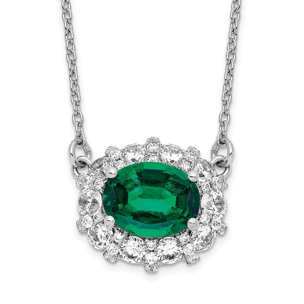 14k WG Lab Grown Dia. SI1/SI2, G H I, Lab Created Emerald Necklace