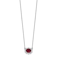 14K White Gold 1 Carat Lab Grown Diamond VS SI+ G+ and Created Ruby Complete Necklace, 18" view 2