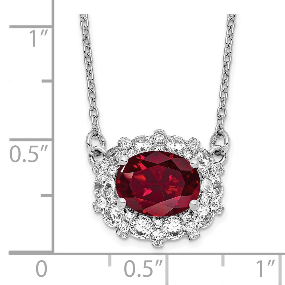 14k White Gold 1 carat Lab Grown Diamond VS/SI+ G+ and Created Ruby Complete 18 inch Necklace (PM7973-CRU-100-WLG)