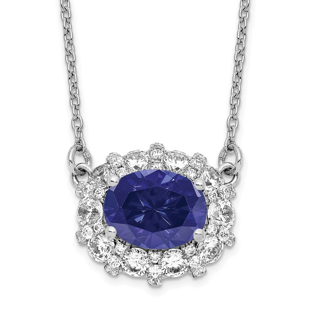 14k WG Lab Grown Dia. SI1/SI2, G H I, Lab Created Sapphire Necklace