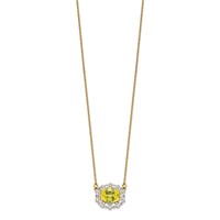 14K Yellow Gold 1 Carat Lab Grown Diamond VS SI+ G+ and Created Yellow Sapphire Complete Necklace, 18" view 2