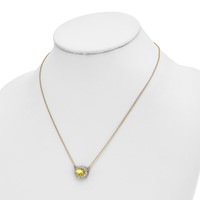 14K Yellow Gold 1 Carat Lab Grown Diamond VS SI+ G+ and Created Yellow Sapphire Complete Necklace, 18" view 3