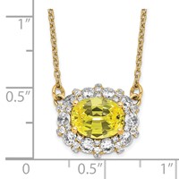 14K Yellow Gold 1 Carat Lab Grown Diamond VS SI+ G+ and Created Yellow Sapphire Complete Necklace, 18" view 4