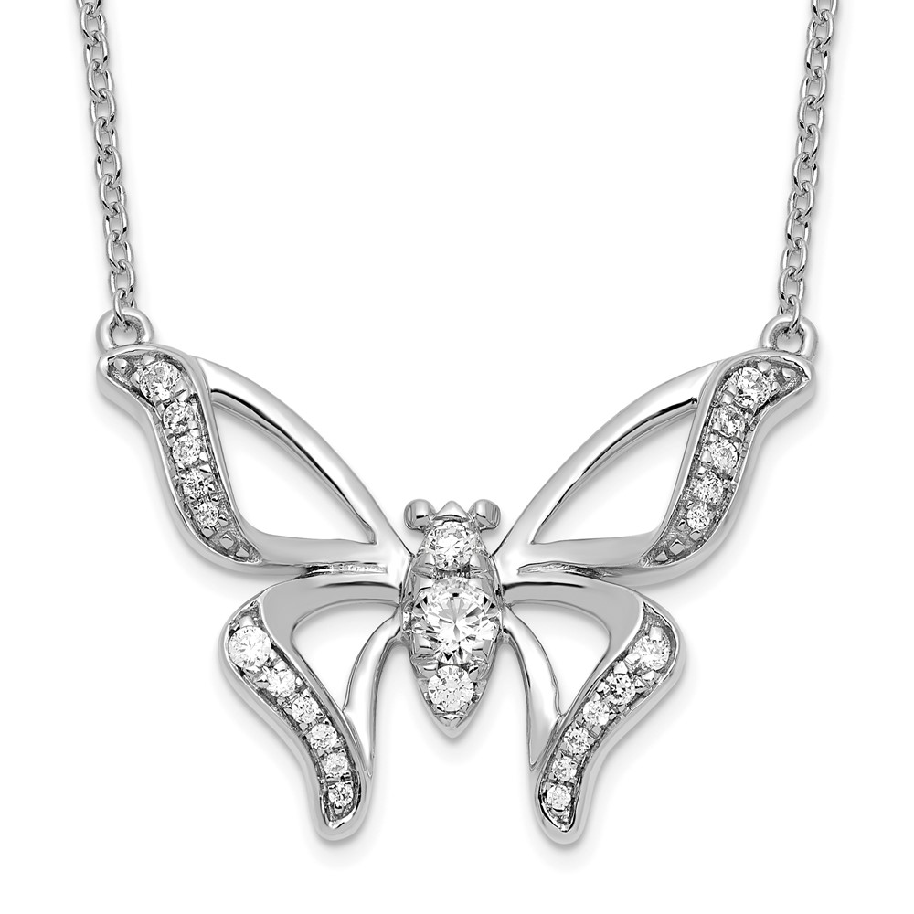 14k WG Lab Grown Diamond SI1/SI2, G H I, Small Butterfly Necklace