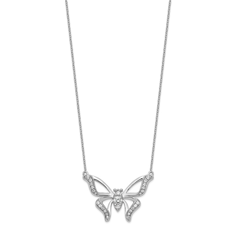 14k White Gold 3/8 carat Lab Grown Diamond VS/SI+ G+ 18 inch Butterfly Necklace