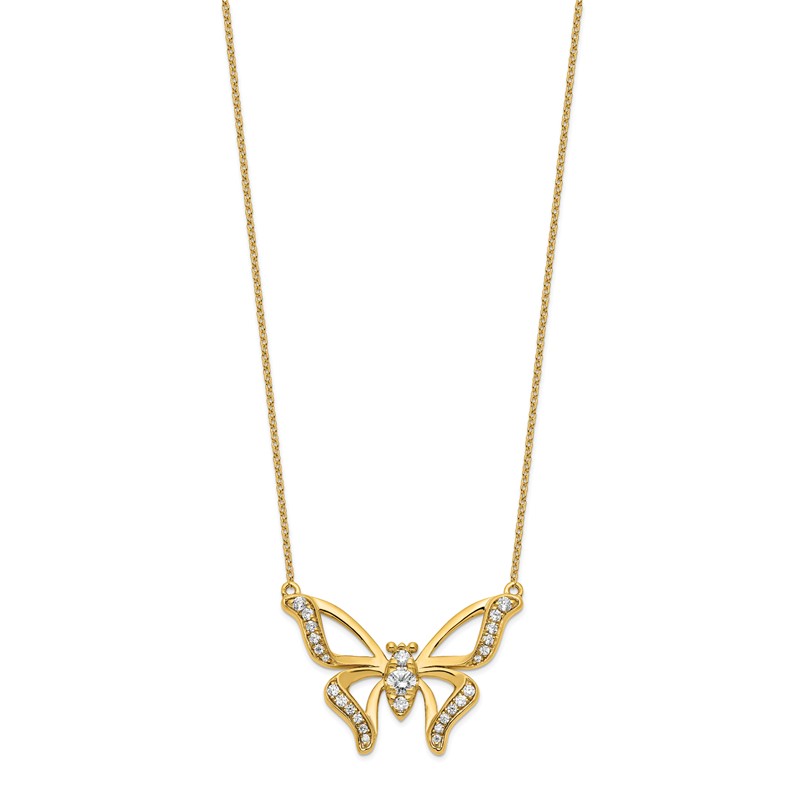 14k 3/8 carat Lab Grown Diamond VS/SI+ G+ 18 inch Butterfly Necklace