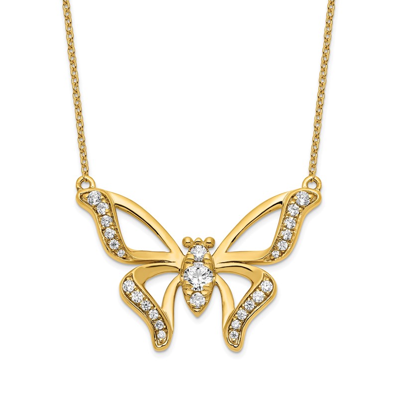 14k 3/8 carat Lab Grown Diamond VS/SI+ G+ 18 inch Butterfly Necklace