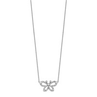 14K White Gold 0.25 Carat Lab Grown Diamond VS SI+ G+ Complete Butterfly Necklace, 18" view 2