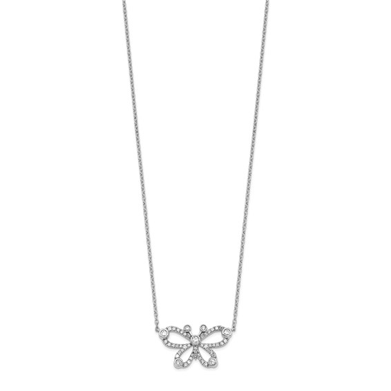 14k White Gold 1/4 carat Lab Grown Diamond VS/SI+ G+ Complete 18 inch Butterfly Necklace