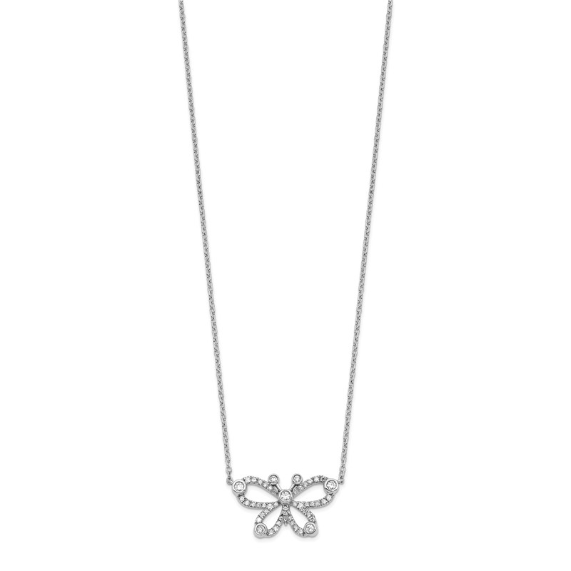 14k White Gold 1/4 carat Lab Grown Diamond VS/SI+ G+ Complete 18 inch Butterfly Necklace