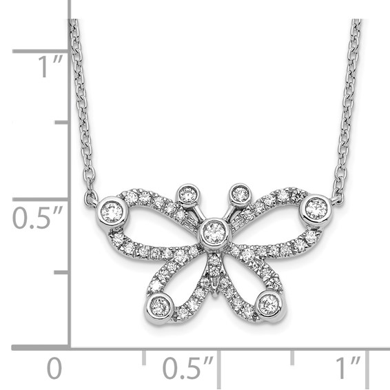 14k White Gold 1/4 carat Lab Grown Diamond VS/SI+ G+ Complete 18 inch Butterfly Necklace
