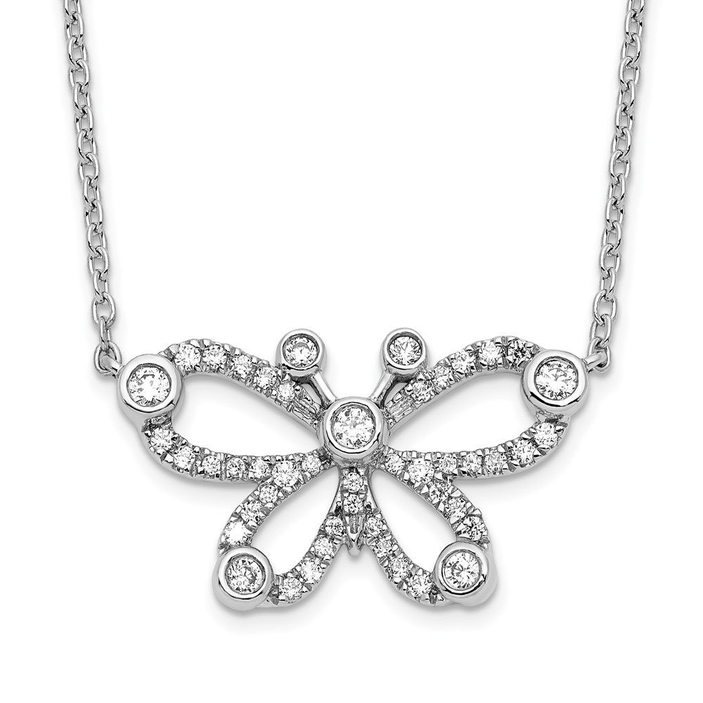 14k WG Lab Grown Diamond SI1/SI2, G H I, Butterfly Necklace