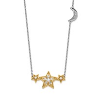 14K Two-tone 0.20 Carat Lab Grown Diamond VS SI+ G+ Complete Stars Necklace with Moon, 18" view 1