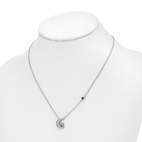 14K White Gold 0.20 Carat Lab Grown Diamond VS SI+ G+ Complete Moon and Star Necklace with Created Sapphire Accent, 18" view 3
