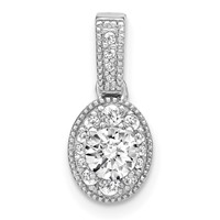 14K White Gold 0.50 Carat Lab Grown Diamond VS S Fgh Oval Complete Vintage Pendant view 1
