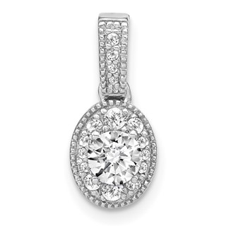 Gold Lab Grown Diamond Oval Halo Pendant