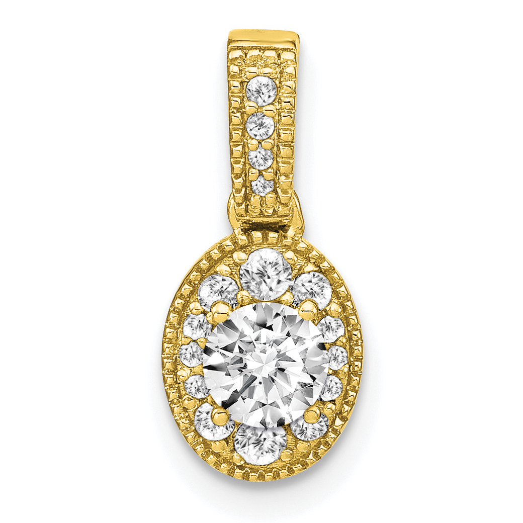 14k 1/2 carat Lab Grown Diamond VS/S IFGH Oval Complete Vintage Pendant (PM7979-050-YLG)